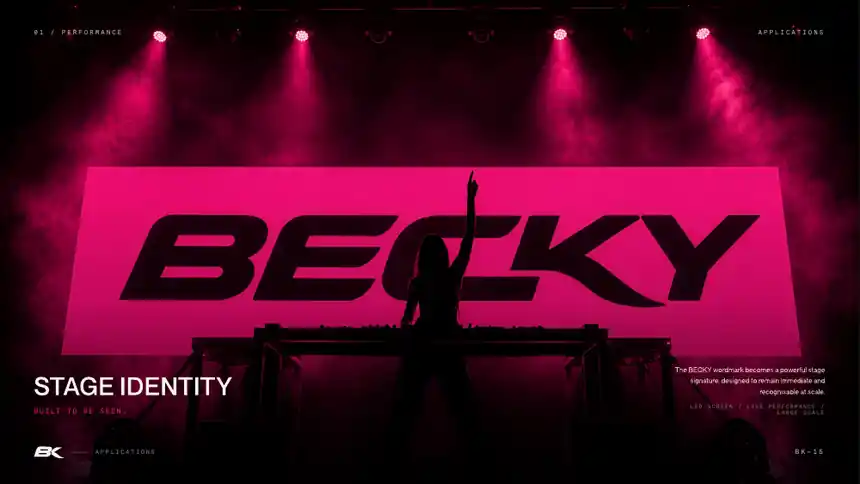 DJ Becky logo on stage visuals