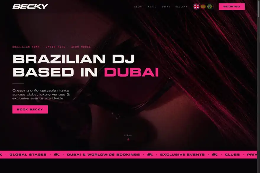 DJ Becky website — homepage