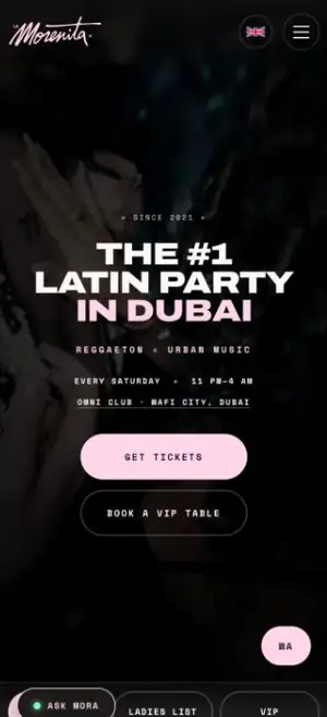 La Morenita Dubai website — mobile view